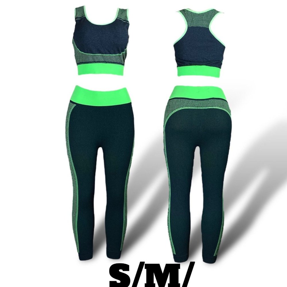 Women's 2 Piece Workout Set High Waist Leggings Crop Top Gym Outfit